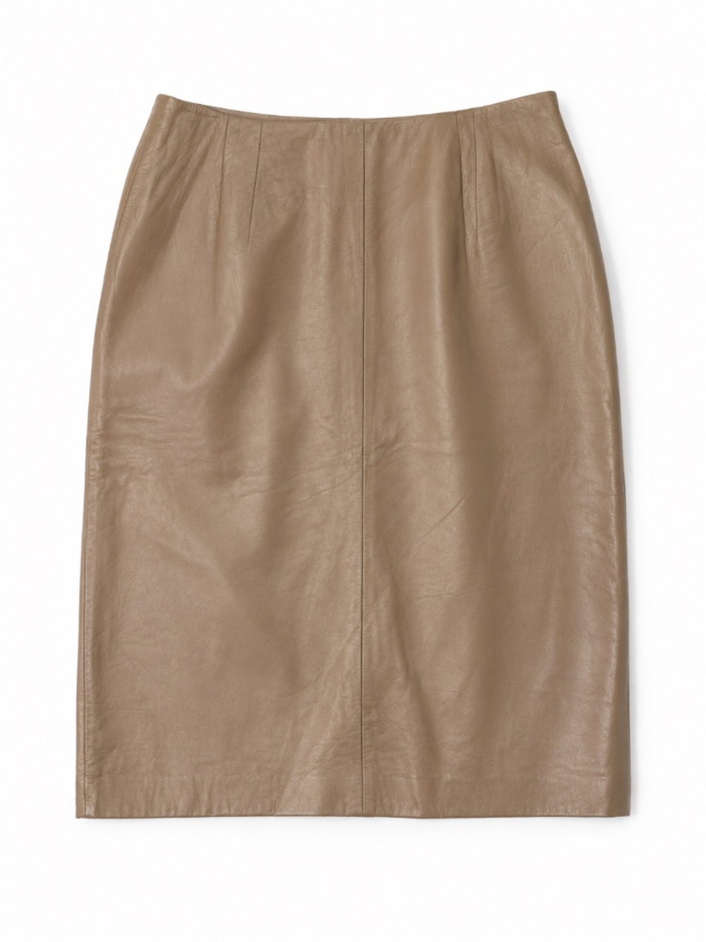 Danier genuine leather tan skirt 12 slit lined quiet luxury capsule old money